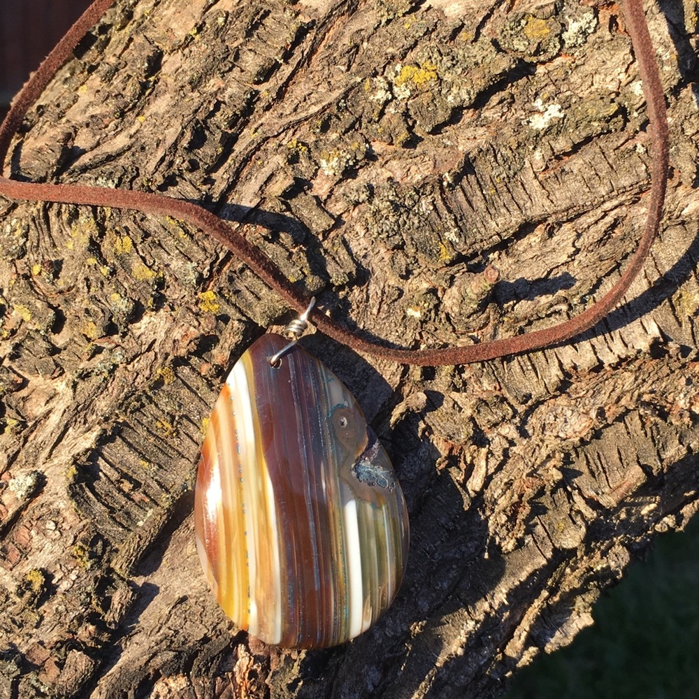 Agate Stone Necklace Natural Stone Pendent